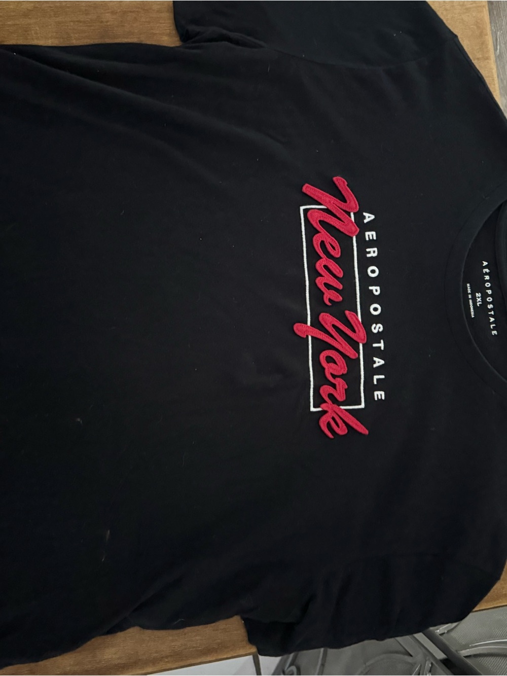 Aeropostale Black Short Sleeve Tee with Red 'New York' Script